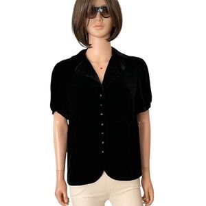 NWT Talbots Elegant Black Short Sleeve Velvet Blouse